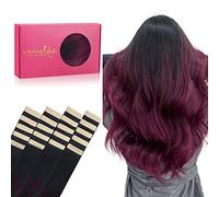 WENNALIFE Extension Capelli Veri Biadesivo, 20pcs 60cm 50g dal Nero al Bordeaux Extension Biadesive Capelli Veri Lisci Remy Tape in Hair Extensions