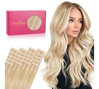 WENNALIFE Extension Capelli Veri Biadesivo, 20pz 30cm 40g Biondo Sporco Illuminato Biondo Candido Extension Biadesive Capelli Veri Lisci Remy Tape in Hair Extensions Capelli Setosi