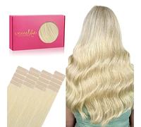 WENNALIFE Extension Capelli Veri Biadesivo, 20pz 35cm 50g Biondo Candido Extension Biadesive Capelli Veri Lisci Remy Tape in Hair Extensions Capelli Setosi
