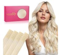 WENNALIFE Extension Capelli Veri Biadesivo, 20pz 35cm 50g Biondo Platino Extension Biadesive Capelli Veri Lisci Remy Tape in Hair Extensions Capelli Setosi