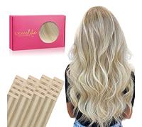 WENNALIFE Extension Capelli Veri Biadesivo, 20pz 40cm 50g da Biondo Cenere a Biondo Oro e Biondo Platino Extension Biadesive Capelli Veri Lisci Remy Tape in Hair Extensions Capelli Setosi