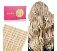 WENNALIFE Extension Capelli Veri Biadesivo, 40pz 30cm 80g Biondo Chiaro con Riflessi Biondi Dorati Extension Biadesive Capelli Veri Lisci Remy Tape in Hair Extensions Capelli Setosi