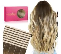 WENNALIFE Extension Capelli Veri Biadesivo, 40pz 30cm 80g Ombreggiatura dal Castano Noce al Castano Cenere e al Biondo Candido Extension Biadesive Capelli Veri Lisci Setosi Remy Tape in Hair Extension
