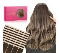 WENNALIFE Extension Capelli Veri Biadesivo, 40pz 35cm 100g Balayage Marrone Cioccolato a Biondo Miele Extension Biadesive Capelli Veri Lisci Remy Tape in Hair Extensions Capelli Setosi