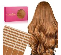 WENNALIFE Extension Capelli Veri Biadesivo, 40pz 35cm 100g Zenzero di Auburn Extension Biadesive Capelli Veri Lisci Remy Tape in Hair Extensions Capelli Setosi