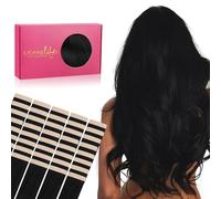 WENNALIFE Extension Capelli Veri Biadesivo, 40pz 40cm 100g Nero Jet Extension Biadesive Capelli Veri Lisci Remy Tape in Hair Extensions Capelli Setosi