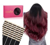 WENNALIFE Extension Capelli Veri Biadesivo, 40pz 50cm 100g dal Nero al Bordeaux Extension Biadesive Capelli Veri Lisci Remy Tape in Hair Extensions Capelli Setosi