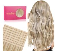 WENNALIFE Extension Capelli Veri Biadesivo, 40pz 55cm 100g Biondo Sporco Illuminato Biondo Candido Extension Biadesive Capelli Veri Lisci Remy Tape in Hair Extensions Capelli Setosi