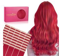 WENNALIFE Extension Capelli Veri Biadesivo, 40pz 60cm 100g Rosso Extension Biadesive Capelli Veri Lisci Remy Tape in Hair Extensions Capelli Setosi