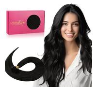 Wennalife Extension Capelli Veri Cheratina, 45cm Extension Cheratina Capelli Veri, Nero Naturale Remy Umani per 50g 50 Ciocche#1B