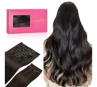 WENNALIFE Extension Capelli Veri Clip, 150g 9Pezzi 60cm Marrone Scuro Extension Capelli Clip Umani Extension Clip Extension Capelli Veri Clip Remy Extension Clip Capelli Veri Extension con Clip