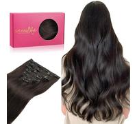 WENNALIFE Extension Capelli Veri Clip, 35cm 120g 7pcs Extension Clip Capelli Veri Marrone Scuro Remy Umani Naturali Capelli Extension con Clip