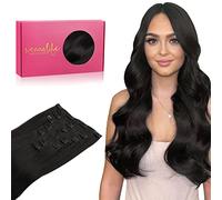 WENNALIFE Extension Capelli Veri Clip, 35cm 120g 7pcs Extension Clip Capelli Veri Nero Naturale Remy Umani Naturali Capelli Extension con Clip