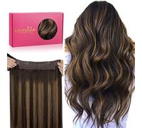 WENNALIFE Extension Cheveux Naturel Fil Invisible, 30cm 70g Balayage Marron Foncé Mixte Marron Châtaigne Extension Cheveux Fil Invisible Extensions de Cheveux Invisibles Fils Wire In Hair Extensions