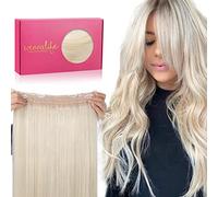WENNALIFE Extension Cheveux Naturel Fil Invisible, 30cm 70g Blond Platine - Wire In Hair Extensions Humain Invisibles