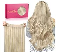 WENNALIFE Extension Cheveux Naturel Fil Invisible, 30cm 70g Blond Sale Éclairci Blond Décoloré Extension Cheveux Fil Invisible Humain Extensions de Cheveux Invisibles Fils Wire In Hair Extensions