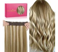 WENNALIFE Extension Cheveux Naturel Fil Invisible, 30cm 70g Brun Cendré Blond Doré Accentué Extension Cheveux Fil Invisible Humain Extensions de Cheveux Invisibles Fils Wire In Hair Extensions