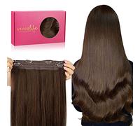 WENNALIFE Extension Cheveux Naturel Fil Invisible 35cm 75g - Brun Chocolat Wire In Hair Extensions Humain - Invisibili Fili per Capelli