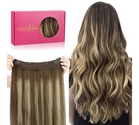 WENNALIFE Extension Cheveux Naturel Fil Invisible, 40cm 95g Balayage Brun Chocolat à Blond Miel Extension Cheveux Fil Invisible Humain Extensions de Cheveux Invisibles Fils Wire In Hair Extensions