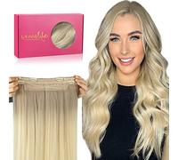 WENNALIFE Extension Cheveux Naturel Fil Invisible, 45cm 95g Blond Cendré à Blond Doré et Blond Platine Extension Cheveux Fil Invisible Extensions de Cheveux Invisibles Fils Wire In Hair Extensions
