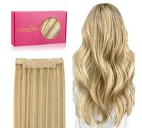 WENNALIFE Extension Cheveux Naturel Fil Invisible, 50cm 110g Blond Clair à Blond Doré Accentué Extension Cheveux Fil Invisible Humain Extensions de Cheveux Invisibles Fils Wire In Hair Extensions