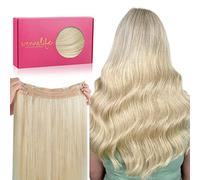 WENNALIFE Extension Cheveux Naturel Fil Invisible, 50cm 110g Blond Décoloré Extension Cheveux Fil Invisible Wire In Hair Extensions Humain Extensions de Cheveux Invisibles Fils Extension Cheveux