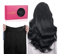 WENNALIFE Extension Cheveux Naturel Fil Invisible, 50cm 110g Noir de Jais Extension Cheveux Fil Invisible Wire In Hair Extensions Humain Extensions de Cheveux Invisibles Fils Extension Cheveux