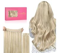 WENNALIFE - Extension con clip in capelli veri, 40 cm, 125 g, biondo sporco con riflessi biondi chiari, biondo cenere, extension con clip in capelli veri, extension in capelli veri con filo Remy