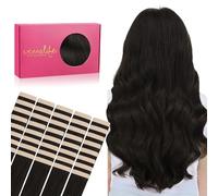 WENNALIFE - Extension di capelli umani da attaccare, capelli veri, 100 g, 45,7 cm, castano scuro, nastro liscio, extension invisibili, riutilizzabili, 40 pezzi
