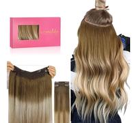 WENNALIFE Extension in capelli veri, 45 cm, 18 pollici, 125 g, ombré di noce, marrone cenere e bionda sbiancante Flip in Extension capelli veri con filo Remy