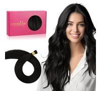 Wennalife I Tip, Extension di capelli umani naturali, 50 g, 50 s, 50 cm, nero naturale, invisibili, lisce