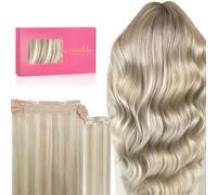 WENNALIFE Secret - Extension per capelli veri, 45 cm, 18 pollici, 125 g, biondo cenere, colore: platino
