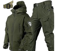 WENNEWU 2025 Nuove Tute Softshell Militari Set di Tute da Combattimento dell'Esercito Set di Giacca E Pantaloni Tattici Tuta da Neve Impermeabile E Antivento Due Pezzi,Verde,Size: 4X