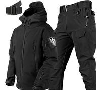 WENNEWU 2025 Nuove Tute Softshell Militari Set di Tute da Combattimento dell'Esercito Set di Giacca E Pantaloni Tattici Tuta da Neve Impermeabile E Antivento Due Pezzi,Nero,Size: 4X