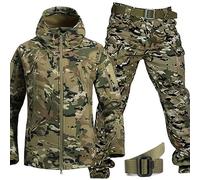 WENNEWU 2025 Nuove Tute Softshell Militari Set di Tute da Combattimento dell'Esercito Set di Giacca E Pantaloni Tattici Tuta da Neve Impermeabile E Antivento Due Pezzi,Camouflage b,Size: 4X
