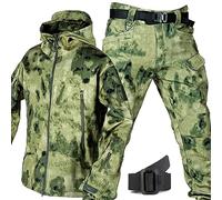 WENNEWU 2025 Nuove Tute Softshell Militari Set di Tute da Combattimento dell'Esercito Set di Giacca E Pantaloni Tattici Tuta da Neve Impermeabile E Antivento Due Pezzi,Camouflage c,Size: 4X