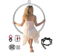 WENNEWU Cerchio Aereo, Cerchio di Lira, Attrezzatura per Anelli Aerei, Cerchio Yoga A Punto Singolo, Set Cerchi Aerei in Acciaio Inossidabile, per Danze Aeree Oggetti Scena Circo,A,Diameter 95cm