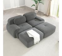 WENNEWU Divani A Due Posti Moderni Compressi Senza Osso, Divani Componibili di Grandi Dimensioni per Il Soggiorno, Divano Componibile Modulare in Velluto A Coste, Memory Foam,C,2Seater+2Ottoman