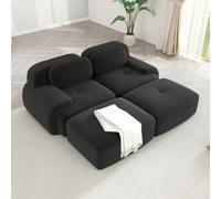 WENNEWU Divani A Due Posti Moderni Compressi Senza Osso, Divani Componibili di Grandi Dimensioni per Il Soggiorno, Divano Componibile Modulare in Velluto A Coste, Memory Foam,A,2Seater+2Ottoman