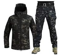 WENNEWU Giacca Softshell da Uomo, Set Giacca Tattica da Uomo E Pantaloni da Combattimento, Tuta Militare Mimetica, Uniforme Caccia Mimetica Militare, Pantaloni, Zip, Felpa con Cappuccio,06,XL