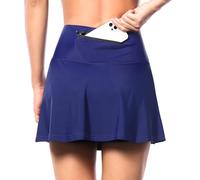 WENNEWU Gonna Ciclista Donna, Pantaloncini Ciclista, Pantaloni Corti 2 in 1, Gonna Ciclista con Pantaloncini Interni, con Tasca E Vita Alta, per MTB, Palestra, Golf, Corsa,Blu,EU S