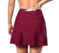 WENNEWU Gonna Ciclista Donna, Pantaloncini Ciclista, Pantaloni Corti 2 in 1, Gonna Ciclista con Pantaloncini Interni, con Tasca E Vita Alta, per MTB, Palestra, Golf, Corsa,Rosso,EU XXL