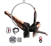 WENNEWU Kit Cerchio Aereo Lyra, Attrezzatura per Anelli Aerei, Cerchio Yoga A Punto Singolo, Cerchio in Acciaio Inossidabile, Attrezzatura Aerea Circo, per Performance Acrobatiche,A,Diameter 100cm