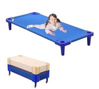 WENNEWU Lettini per Asili Nido per Bambini E Neonati, Lettini Impilabili per Aule Scolastiche Pronti Montare, Mobili Robusti per Aule, per Dormire, Riposare E Fare Riposino,Blu,5PCS 138cm