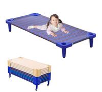 WENNEWU Lettini per Asili Nido per Bambini E Neonati, Lettini Impilabili per Aule Scolastiche Pronti Montare, Mobili Robusti per Aule, per Dormire, Riposare E Fare Riposino,Chequered,10PCS 130cm