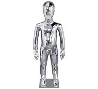 WENNEWU Manichino per Bambini, Busto per Bambini E Adolescenti, Manichini per Bambini A Figura Intera, Fibra di Vetro Lucida, per Vetrine, Esposizione di Abbigliamento,Argento,85cm
