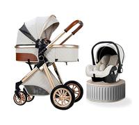 WENNEWU Passeggini Standard Per Neonati, Carrozzina Da Viaggio, Carrozzine Pieghevoli, Carrello Per Sedili Ad Alto Paesaggio, Carrozzina Facile Da Piegare Con Una Mano,Bianca