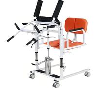 WENNEWU Sollevatore Idraulico Per Pazienti Sedia Trasferimento, Sedia Rotelle Elevabile, Sollevatore Per Posizione Seduta Eretta Assistito, Altezza Regolabile, Per Pazienti Anziani Paralizzati,Arancia