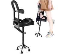 WENNEWU Stampella per Ginocchio A Mani Libere, Supporto per Mobilità con Stampella per Ginocchio, per Infortuni/Anziani, con Base Stabile A Quattro Gambe, Universale per Piede Sinistro E Destro,Nero