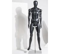 WENNEWU Supporto per Modelli A Figura Intera, Manichini Snodabili, Espositore per Manichino Regolabile, con Base Metallica Collegamento, per Negozi Abbigliamento al Dettaglio,Nero,Male A